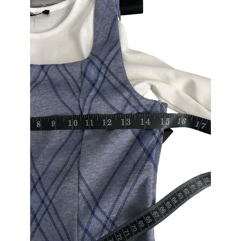 NWT Trixxi Girl 2pc Blue Plaid Pleated Skirt Jumper Rib White Shirt-Girls Large - Picture 6 of 13